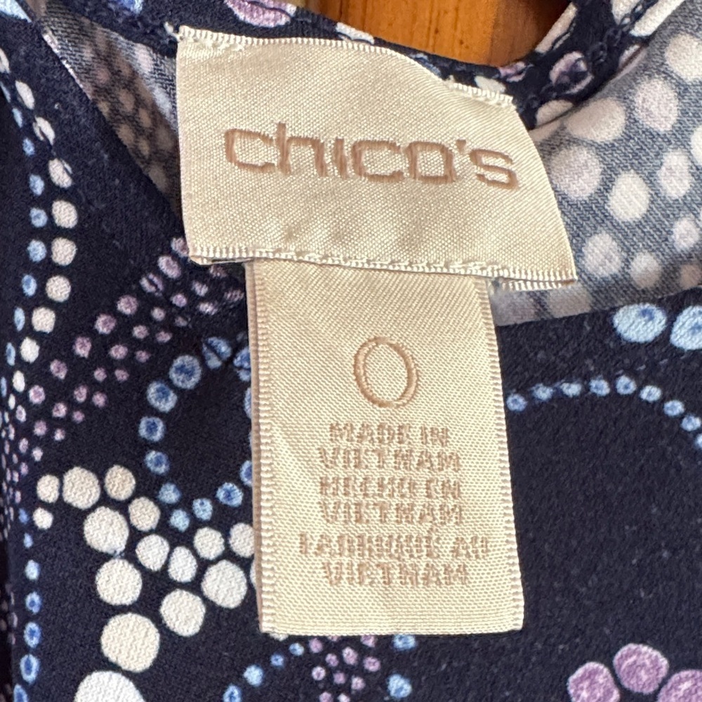 Chico's Navy and Purple Paisley Crisscross-Back Midi Dress Size 0 - Picture 2 of 8
